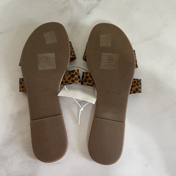 J. CREW Beachside Slide Sandals Women’s Size 7 Smooth Tortoise Print T Strap NEW - Picture 7 of 9
